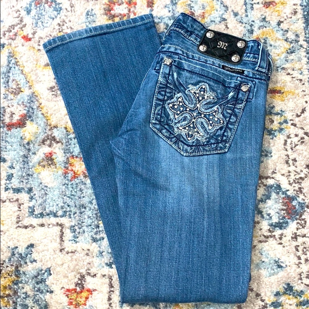 Miss me Light Denim Cross Bootcut Jeans sz 27